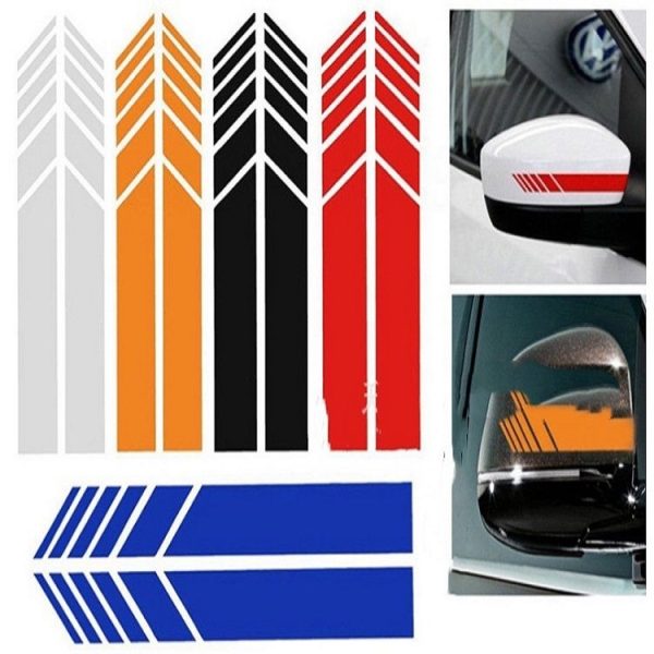 10 PCS Simple Rearview Mirror Car Stickers Rearview Mirror Personality Scratches Reflective Car Stickers (Red) - Image 3