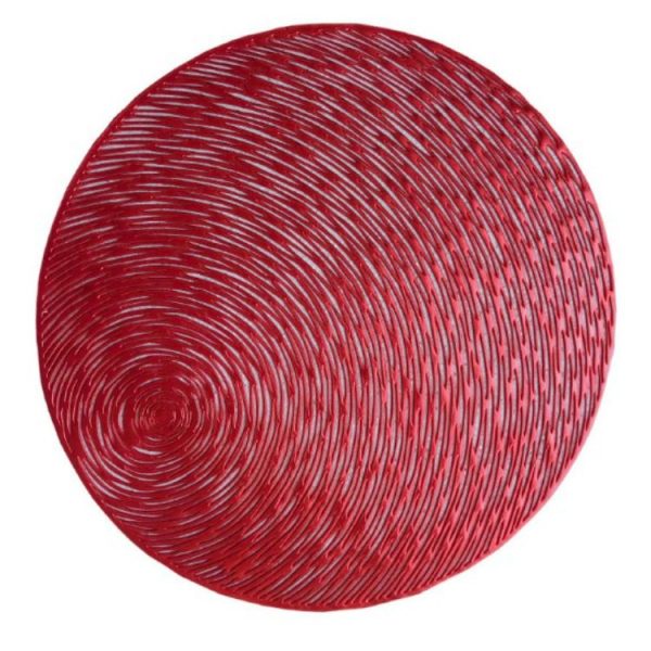 2 PCS Fashion Round Hollow Placemats PVC Table Mats Coffee Cup Pad (Red) - Image 2