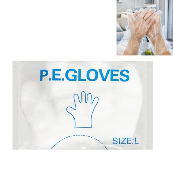 2 Packs Disposable PE Gloves Transparent Thickened Food Grade Film Gloves, Specification: 100 PCS / Pack 0.6g White