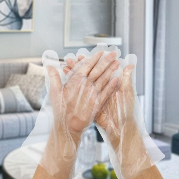 2 Packs Disposable PE Gloves Transparent Thickened Food Grade Film Gloves, Specification: 100 PCS / Pack 0.6g White - Image 2