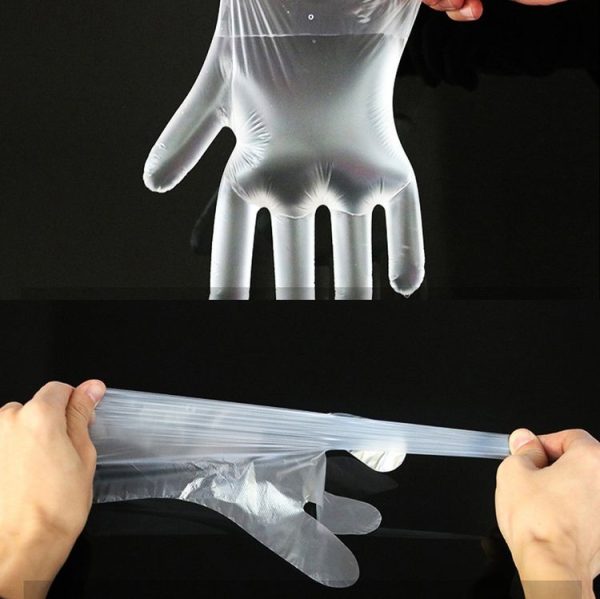 2 Packs Disposable PE Gloves Transparent Thickened Food Grade Film Gloves, Specification: 100 PCS / Pack 0.6g White - Image 3