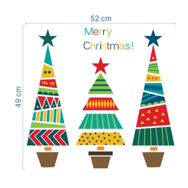 Colorful Cartoon Christmas Tree Wall Sticker Shop Window Living Room Christmas Decoration - Image 5