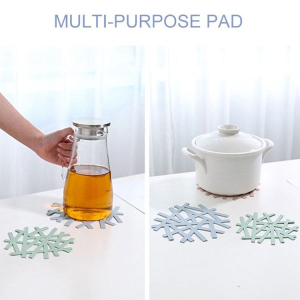 PP Mat Silicone Placemat Coaster Flower Design Kitchen Household Hollow Casserole Pad, Size: M (Blue) - Image 5