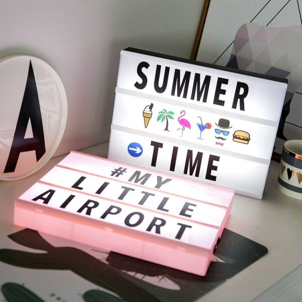Alphabet Handmade Puzzle Light Box Decoration Night Light Home Decoration with Black and White Card (Pink box pink strip) - Image 3