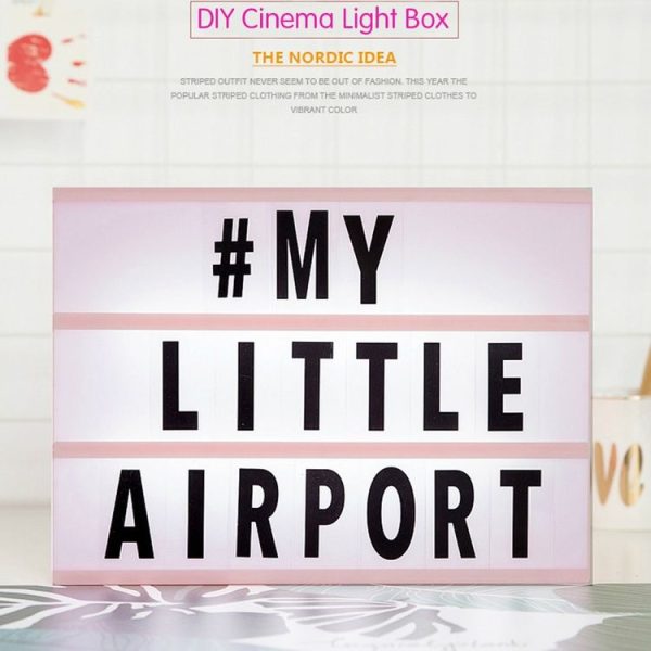 Alphabet Handmade Puzzle Light Box Decoration Night Light Home Decoration with Black and White Card (Pink box pink strip) - Image 4
