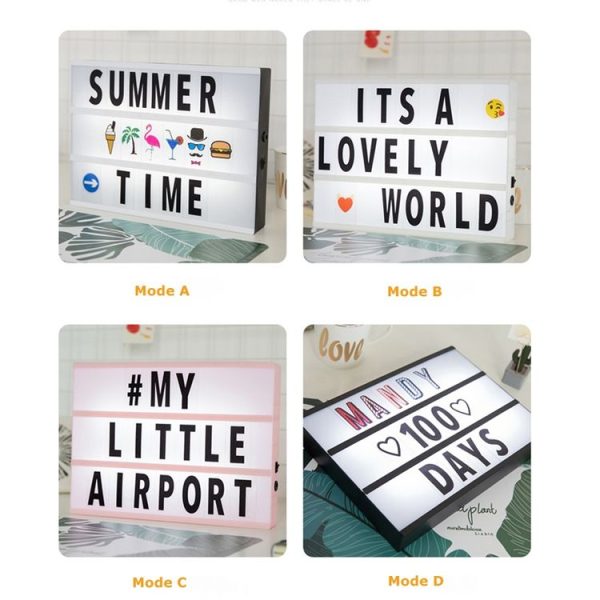 Alphabet Handmade Puzzle Light Box Decoration Night Light Home Decoration with Black and White Card (Pink box pink strip) - Image 5