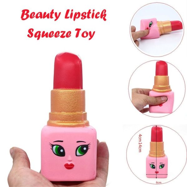 2 PCS Soft Beauty Lipstick Slow Rising Squeeze Relieve Stress Toy Squishy Stress Relief Toy Funny Kids Toy - Image 2