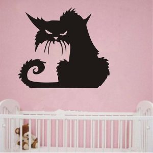 2 Sets Halloween Scary Black Cat Glass Wall Sticker Decoration, Size: 15X13 CM
