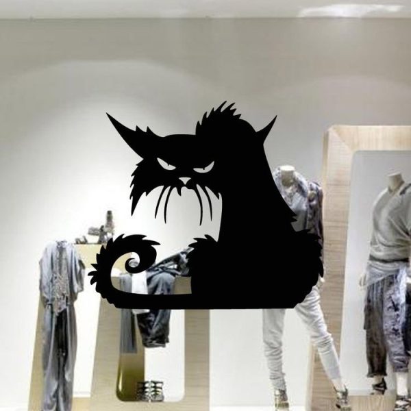 2 Sets Halloween Scary Black Cat Glass Wall Sticker Decoration, Size: 15X13 CM - Image 3