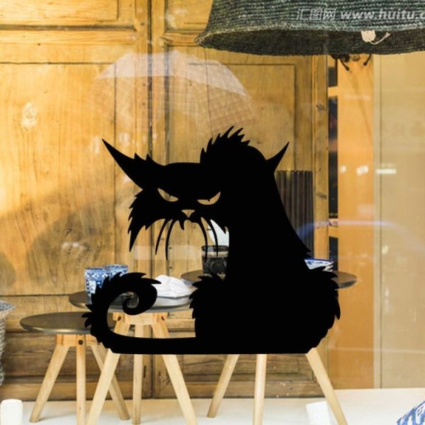 2 Sets Halloween Scary Black Cat Glass Wall Sticker Decoration, Size: 15X13 CM - Image 4