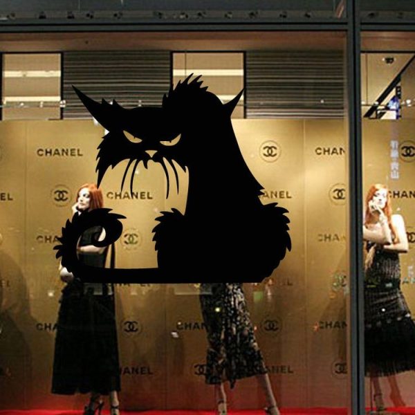 2 Sets Halloween Scary Black Cat Glass Wall Sticker Decoration, Size: 15X13 CM - Image 5