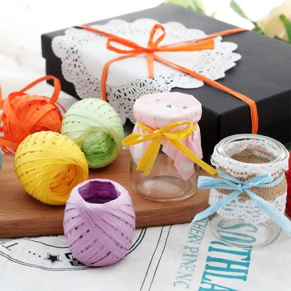 20M Paper Rope Raffia Ribbon Natural Lace Rope Gift Box Wrapping DIY Decoration (Pink) - Image 9