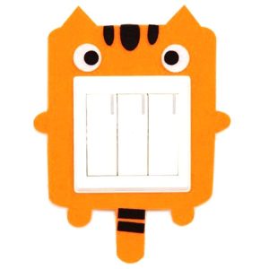 4 PCS Cute Cartoon Felt Open Light Switch Stickers Decorative Switches For Living Room Bedroom Dustproof Protective Cover (Tiger)