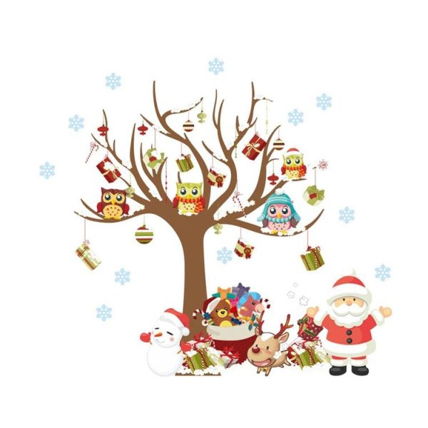 Christmas Tree Santa Claus Children Room Bedroom Living Room Wall Sticker - Image 2