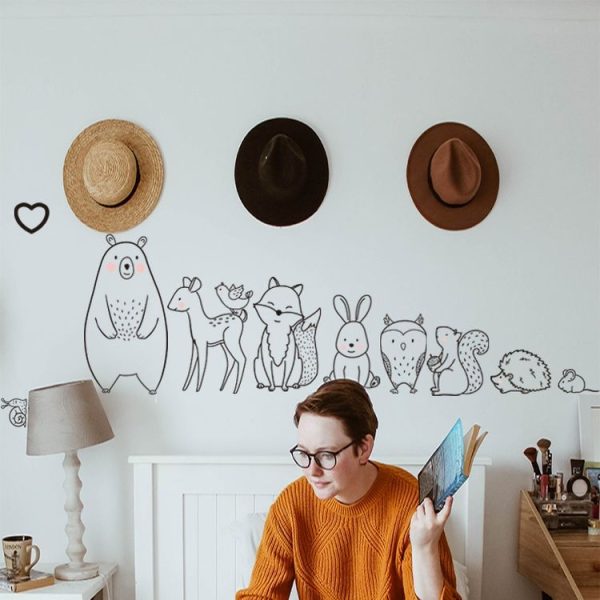 Cute Shy Animals Removable Wall Stickers Bedroom Living Room Children Room Porch Wall Decoration - Image 2
