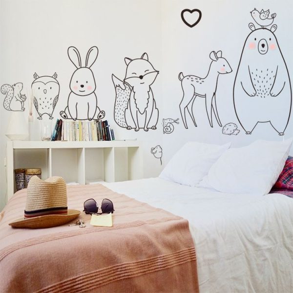 Cute Shy Animals Removable Wall Stickers Bedroom Living Room Children Room Porch Wall Decoration - Image 3
