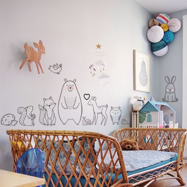 Cute Shy Animals Removable Wall Stickers Bedroom Living Room Children Room Porch Wall Decoration - Image 4