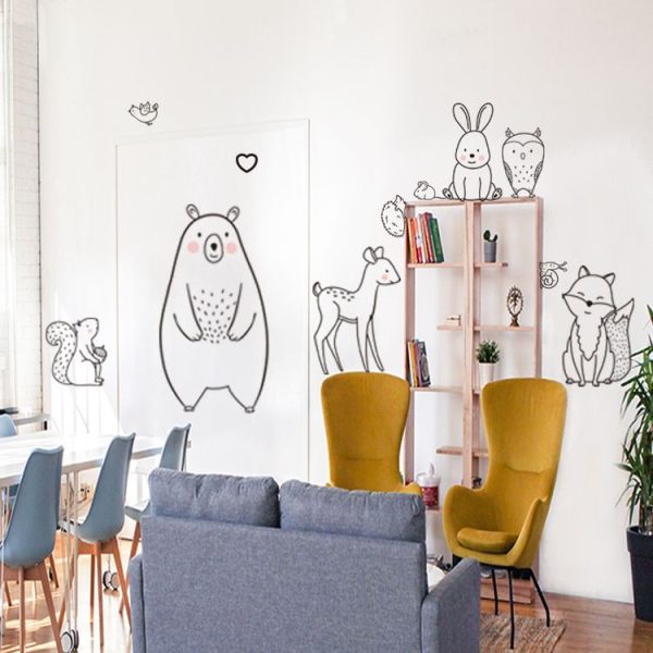 Cute Shy Animals Removable Wall Stickers Bedroom Living Room Children Room Porch Wall Decoration - Image 5