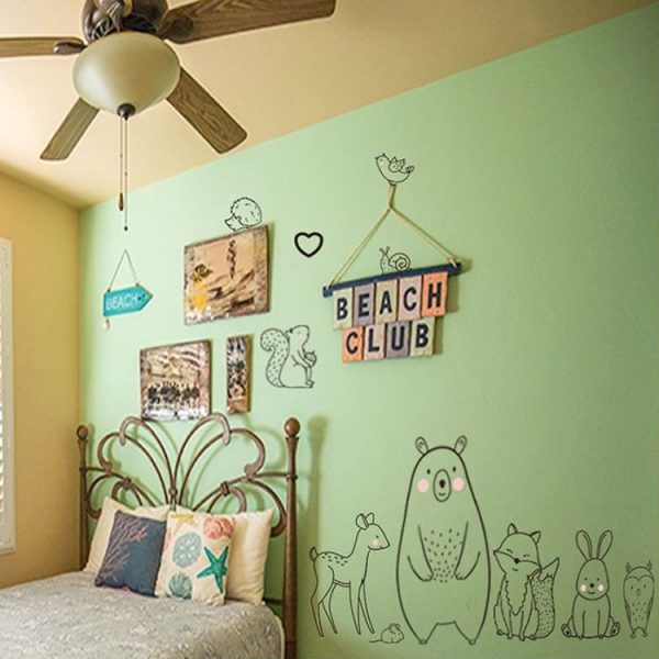 Cute Shy Animals Removable Wall Stickers Bedroom Living Room Children Room Porch Wall Decoration - Image 6
