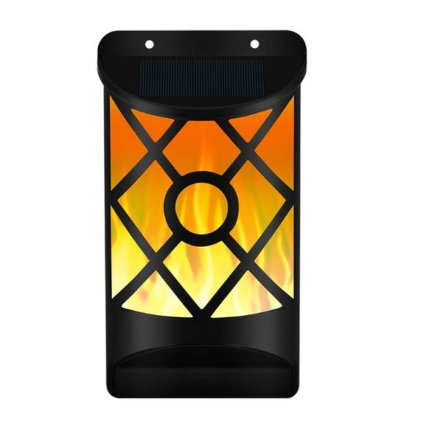 66 LEDs Solar Flame Courtyard Flood Light Wall Lamp Outdoor Lawn Landscape Street Light Induction Lamp - Image 2