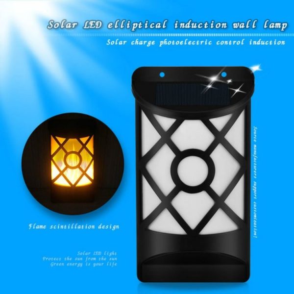 66 LEDs Solar Flame Courtyard Flood Light Wall Lamp Outdoor Lawn Landscape Street Light Induction Lamp - Image 3