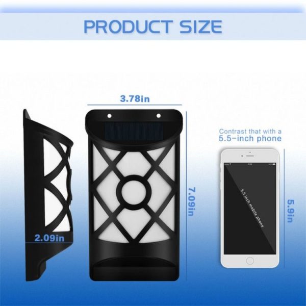 66 LEDs Solar Flame Courtyard Flood Light Wall Lamp Outdoor Lawn Landscape Street Light Induction Lamp - Image 5