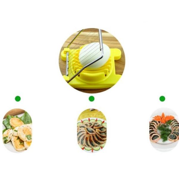 2 PCS Multifunctional Stainless Steel Egg Preserved Egg Slicer Fancy Splitter Kitchen Supplies Egg Cutting Tools (Yellow) - Image 6