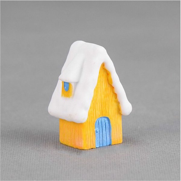 2 PCS Snow Scene House Christmas Snowman Decoration Resin Craft Gift Home Decoration (Yellow)