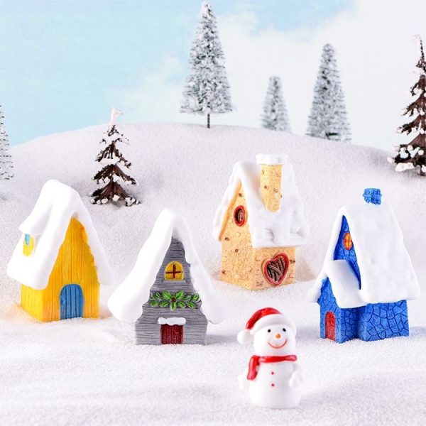 2 PCS Snow Scene House Christmas Snowman Decoration Resin Craft Gift Home Decoration (Yellow) - Image 4