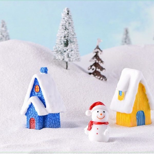 2 PCS Snow Scene House Christmas Snowman Decoration Resin Craft Gift Home Decoration (Yellow) - Image 5