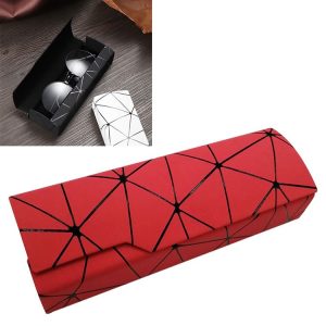 Lattice Pattern Portable Glasses Box (Red)