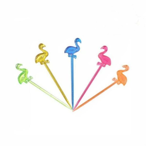 50 PCS Buffet Cupcake Fruit Fork Cake Dessert Salad Sticks Flamingo Food Picks (Multi) - Image 2