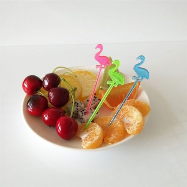 50 PCS Buffet Cupcake Fruit Fork Cake Dessert Salad Sticks Flamingo Food Picks (Multi) - Image 4