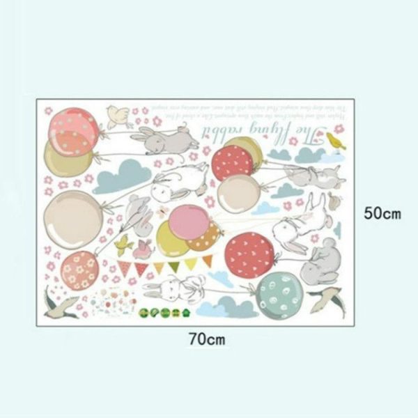 DIY Cartoon Mural Cute Balloon Rabbit Bunny Wall Sticker For Kids Room Decor Furniture Wardrobe bedroom Living Room Sticker - Image 6