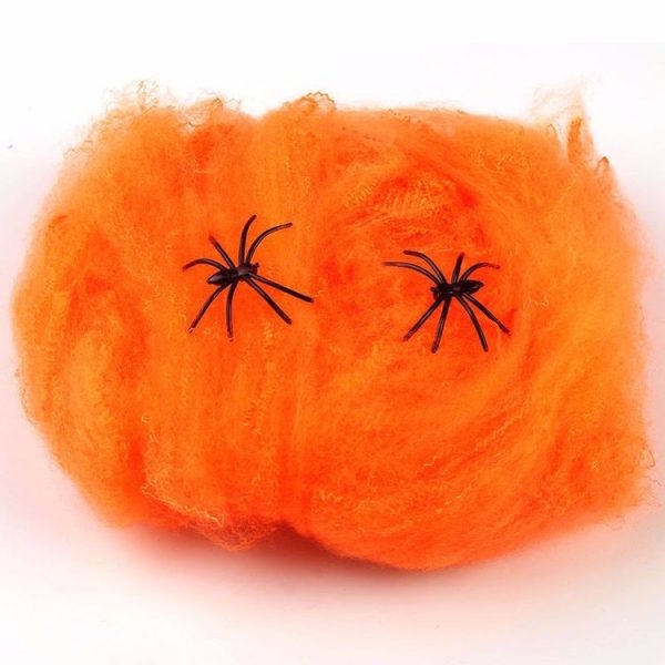 2 PCS Halloween Bar Haunted House Scary Party Spider Web Props Decoration (Orange) - Image 2