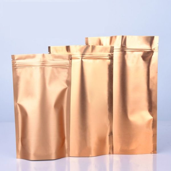 100 PCS Dark Gold Aluminum Foil Bag Ziplock Bag Food Tea Sealed Bag Stand-up Bag, Specification: 10x15+3 - Image 2