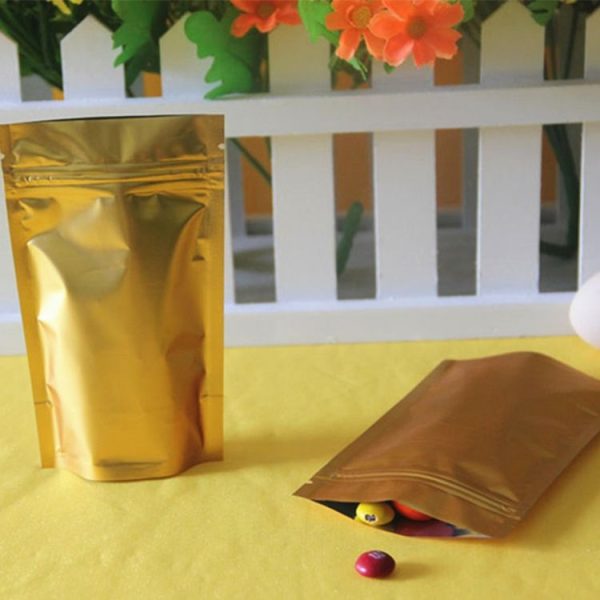 100 PCS Dark Gold Aluminum Foil Bag Ziplock Bag Food Tea Sealed Bag Stand-up Bag, Specification: 10x15+3 - Image 6