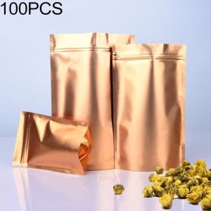 100 PCS Dark Gold Aluminum Foil Bag Ziplock Bag Food Tea Sealed Bag Stand-up Bag, Specification: 19x29+5