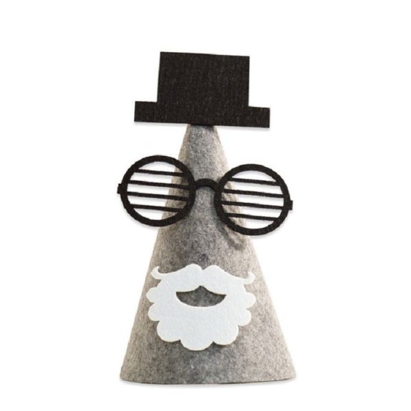 2 PCS DIY Children Handmade Christmas Gift Christmas Hat Stereo Christmas Tree Decorations Ornaments, Type: Gray and White Beard