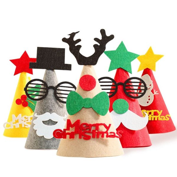 2 PCS DIY Children Handmade Christmas Gift Christmas Hat Stereo Christmas Tree Decorations Ornaments, Type: Red and White Beard - Image 3