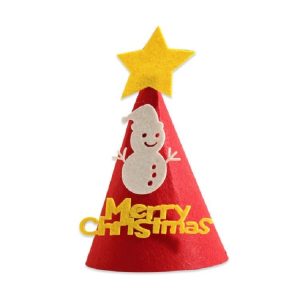 2 PCS DIY Children Handmade Christmas Gift Christmas Hat Stereo Christmas Tree Decorations Ornaments, Type: Snowman