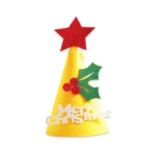 2 PCS DIY Children Handmade Christmas Gift Christmas Hat Stereo Christmas Tree Decorations Ornaments, Type: Yellow Leaves