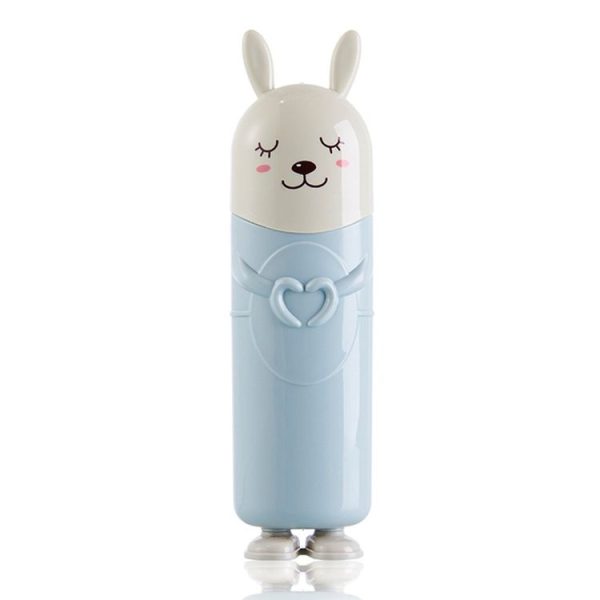 Cartoon Children Toothbrush Box Baby Fashion Bunny Tooth Box Travel Toothbrush (Blue) - Image 2