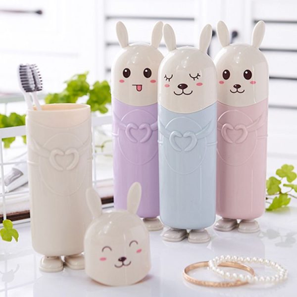 Cartoon Children Toothbrush Box Baby Fashion Bunny Tooth Box Travel Toothbrush (Blue) - Image 5