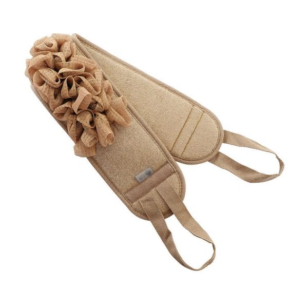 Plain Ribbon Bath Flower Hand Pull Back Strip Strong Thick Double-sided Strip Bathing Towel (Khaki)