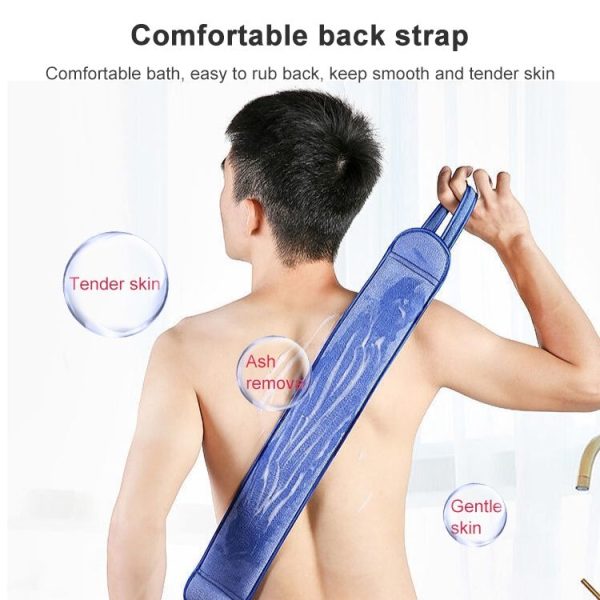 Plain Ribbon Bath Flower Hand Pull Back Strip Strong Thick Double-sided Strip Bathing Towel (Khaki) - Image 3