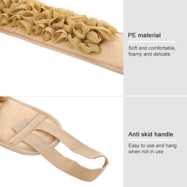 Plain Ribbon Bath Flower Hand Pull Back Strip Strong Thick Double-sided Strip Bathing Towel (Khaki) - Image 5