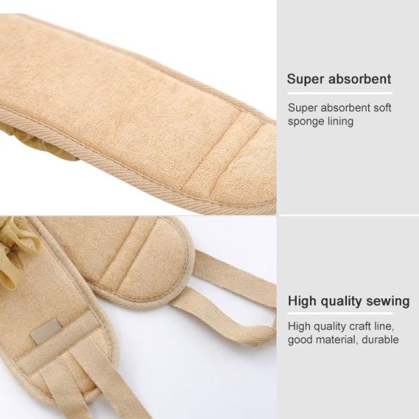 Plain Ribbon Bath Flower Hand Pull Back Strip Strong Thick Double-sided Strip Bathing Towel (Khaki) - Image 6