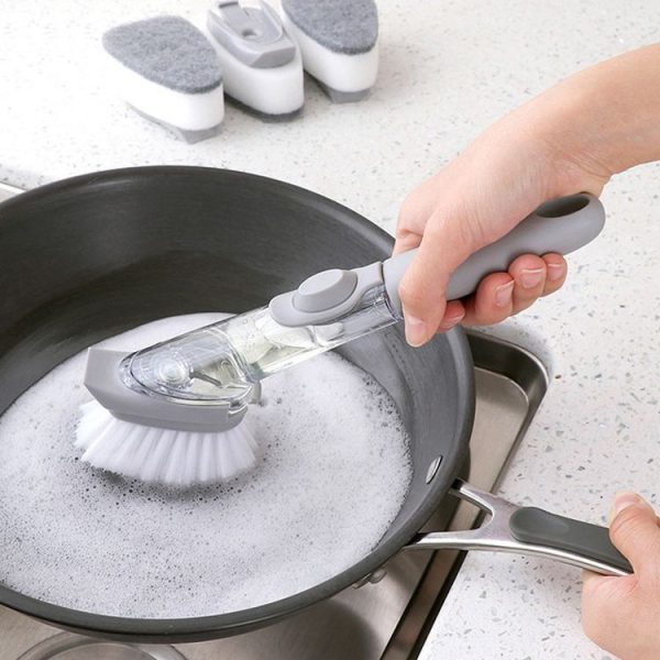 Automatic Liquid Filling Long Handle Brush Dishwashing Brush Pot Artifact Kitchen Cleaning Tool - Image 10