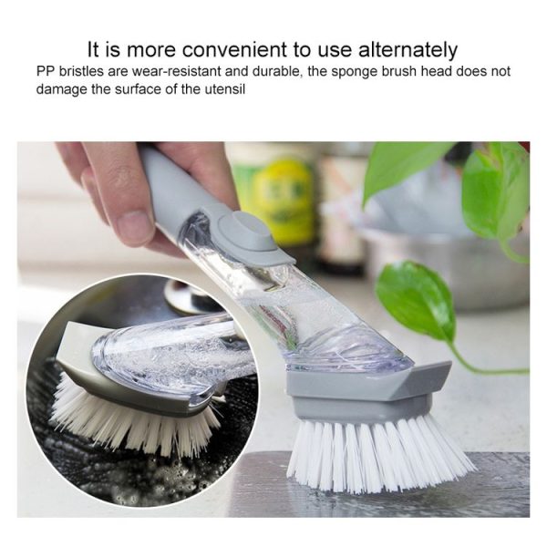 Automatic Liquid Filling Long Handle Brush Dishwashing Brush Pot Artifact Kitchen Cleaning Tool - Image 5